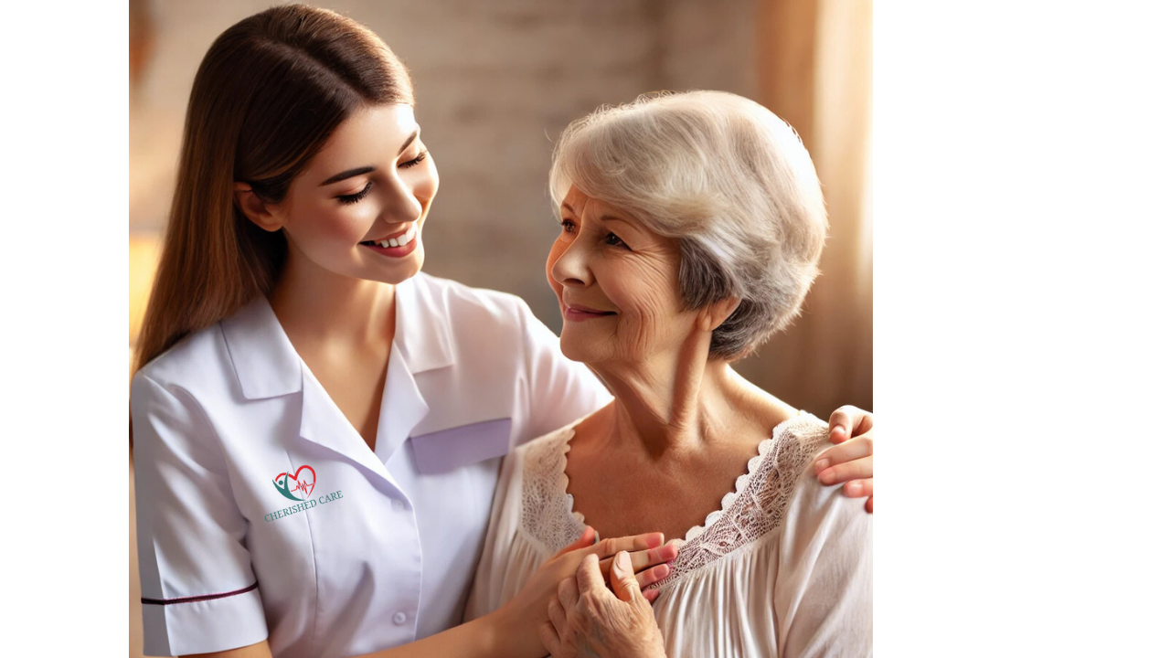 Cherished Care care worker looking after elderly woman